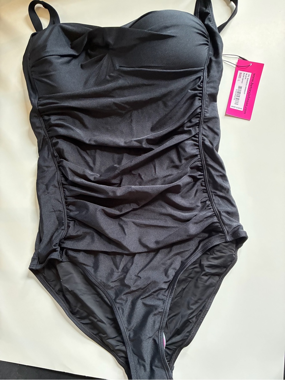Betsey Johnson Black Ruched One-Piece Swimwear
